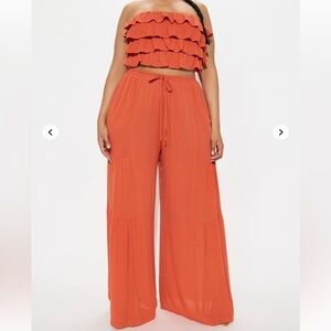 Vacation Wide Leg Pant Set - Rust